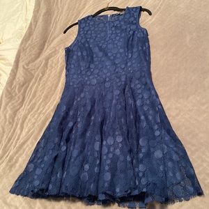 Armani exchange navy fit and flare dress with lace accents